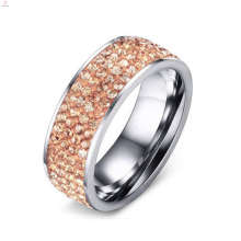 Anillo de diamantes con pavé de oro rosa de acero inoxidable de Hotsale